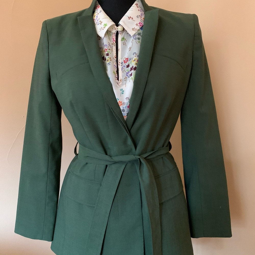 Brooks Brothers, belted, olive green jacket